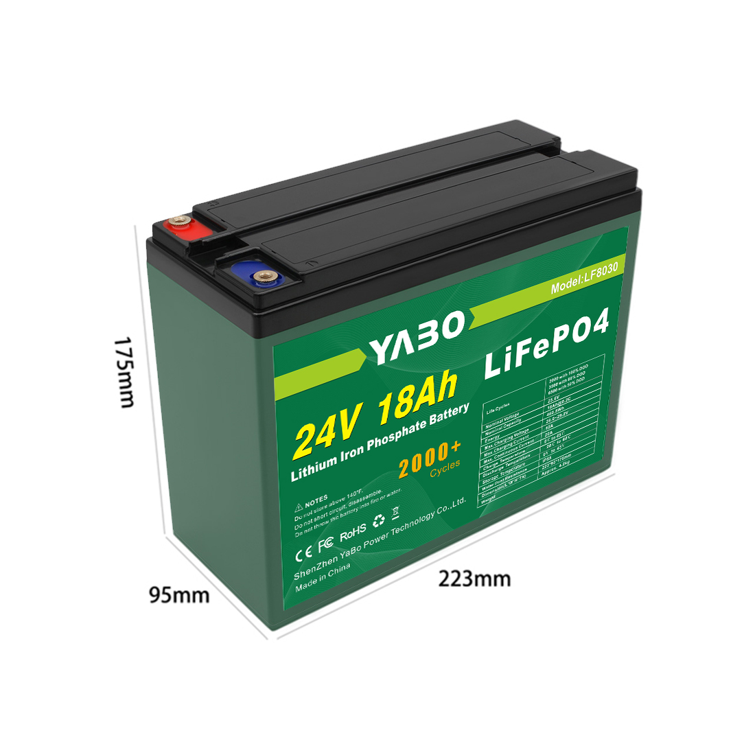 Portable LiFePO4 24V 18Ah Durable Lithium Iron Phosphate Battery for Maritime Energy